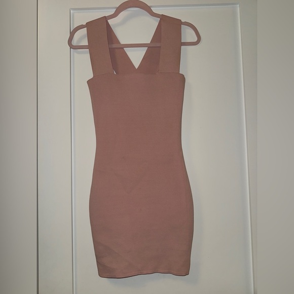SEEK THE LABEL Dresses & Skirts - Square-Neck Mini Bodycon Dress in Dusty Rose